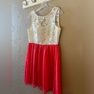 Super cute white and coral dress